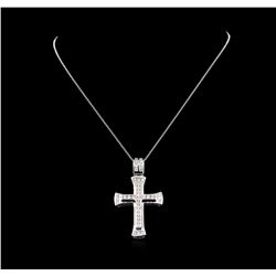 1.83 ctw Diamond Cross Pendant With Chain - 14KT White Gold