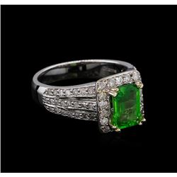 1.91 ctw Tsavorite and Diamond Ring - 14KT White Gold