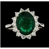 Image 2 : 3.81 ctw Emerald and Diamond Ring - 14KT White Gold