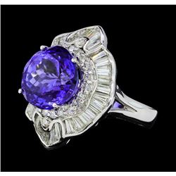 11.01 ctw Tanzanite And Diamond Ring - 18KT White Gold