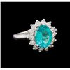 2.63 ctw Apatite and Diamond Ring - 14KT White Gold