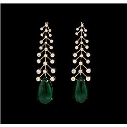 20.30 ctw Emerald And Diamond Earrings - 18KT Rose Gold