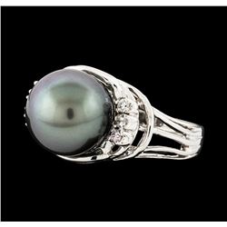 Pearl and Diamond Ring - 14KT White Gold