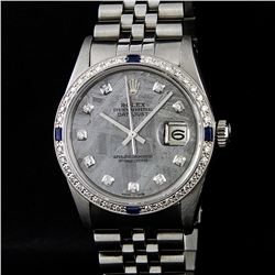 Rolex Mens Stainless Steel Meteorite Diamond Sapphire Quickset Datejust Wristwat