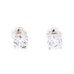 1.00 ctw Diamond Stud Earrings - 14KT White Gold