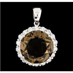 14.34 ctw Topaz and Diamond Pendant - 14KT White Gold