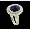 Image 4 : 4.33 ctw Sapphire and Diamond Ring - 18KT White Gold