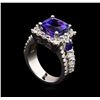Image 4 : 4.94 ctw Tanzanite, Sapphire and Diamond Ring - 14KT White Gold