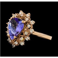 2.43 ctw Tanzanite and Diamond Ring - 14KT Rose Gold