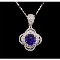 14KT White Gold 4.18 ctw Tanzanite and Diamond Pendant With Chain