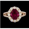 Image 2 : 1.73 ctw Tourmaline and Diamond Ring - 14KT Rose Gold