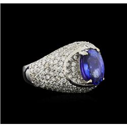 14KT White Gold 2.69 ctw Tanzanite and Diamond Ring