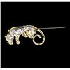 Image 2 : 0.50 ctw Diamond and Ruby Panther Pin - 14KT Yellow Gold