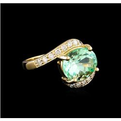 4.34 ctw Emerald and Diamond Ring - 14KT Yellow Gold