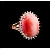 Image 1 : 9.51 ctw Coral and Diamond Ring - 14KT Rose Gold