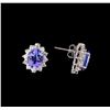Image 2 : 4.42 ctw Tanzanite and Diamond Earrings - 14KT White Gold