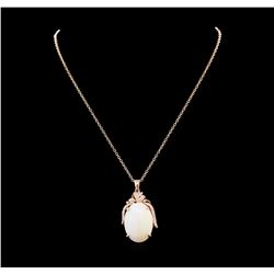 27.11 ctw Opal and Diamond Pendant With Chain - 14KT Rose Gold