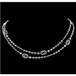 2.08 ctw Sapphire and Diamond Necklace - 18KT White Gold