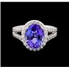 Image 2 : 3.88 ctw Tanzanite and Diamond Ring - 14KT White Gold