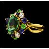 Image 1 : 2.27 ctw Tourmaline and Sapphire Ring - 18KT Yellow Gold