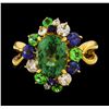 Image 2 : 2.27 ctw Tourmaline and Sapphire Ring - 18KT Yellow Gold