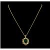 Image 1 : 6.80 ctw Emerald, Sapphire and Diamond Pendant With Chain - 14KT Yellow Gold
