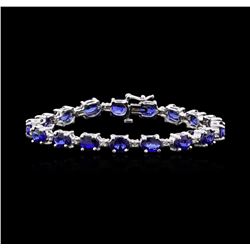 15.86 ctw Sapphire and Diamond Bracelet - 14KT White Gold