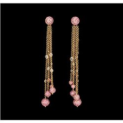 6.96 ctw Pink Sapphire and Diamond Earrings - 18KT Rose Gold