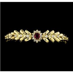 0.77 ctw Ruby and Diamond Bracelet - 14KT Yellow Gold