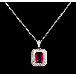 14KT Two-Tone Gold 1.53 ctw Tourmaline and Diamond Pendant With Chain