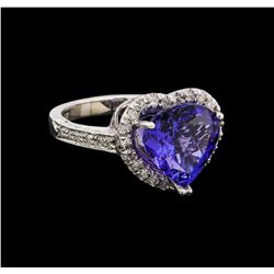 14KT White Gold 5.91 ctw Tanzanite and Diamond Ring