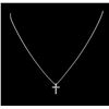 Image 2 : 0.30 ctw Diamond Cross Pendant With Chain - 14KT White Gold