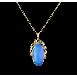 15.66 ctw Opal and Diamond Pendant With Chain - 14KT Yellow Gold