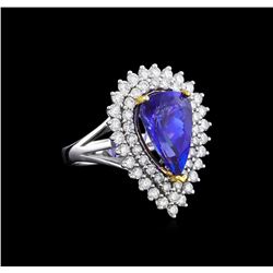 14KT Two-Tone Gold 4.13 ctw Tanzanite and Diamond Ring