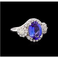 3.30 ctw Tanzanite and Diamond Ring - 14KT White Gold