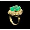 Image 4 : GIA Cert 11.91 ctw Emerald and Diamond Ring - 14KT Yellow Gold