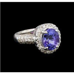 14KT White Gold 3.37 ctw Tanzanite and Diamond Ring