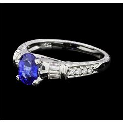 1.23 ctw Sapphire and Diamond Ring - 18KT White Gold