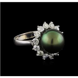 Tahitian Pearl and Diamond Ring - 14KT White Gold