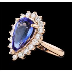 4.23 ctw Tanzanite and Diamond Ring - 14KT Rose Gold