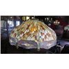 Image 1 : Tiffany-Style Stained Glass Chandelier - Purple-Winged Dragonflies (Amber, Red White), Some chipping