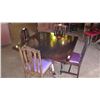 Image 1 : Square Hardwood Table (4ft x 4ft) w/Carved Pedestal Base & Clawfoot Detail, 4 Chairs