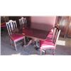 Image 1 : Square Hardwood Table (4ft x 4ft) w/Carved Pedestal Base & Clawfoot Detail, 4 Chairs