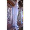 Image 14 : Large-Scale Ornate Carved Hutch (Two Pieces) - Dark Wood (7 ft x 32" depth x 9 ft H)