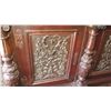 Image 8 : Large-Scale Ornate Carved Hutch (Two Pieces) - Dark Wood (7 ft x 32" depth x 9 ft H)