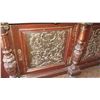 Image 9 : Large-Scale Ornate Carved Hutch (Two Pieces) - Dark Wood (7 ft x 32" depth x 9 ft H)