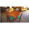 Image 2 : Square Hardwood Table (4ft x 4ft) w/Carved Pedestal Base & Clawfoot Detail, 4 Chairs