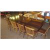 Image 1 : Large Hardwood Rectangular Table (8ft L x 4ft) w/Carved Pedestal Base, 10 Chairs