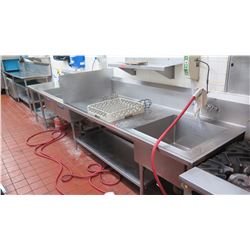 2-Segment Washing Stations (One w/1-Compartment & Undershelf, One w/2-Basin Sink) 14ftx34