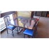 Image 1 : Square Hardwood Table (4ft x 4ft) w/Carved Pedestal Base, Ball and Claw Detail, 4 Chairs